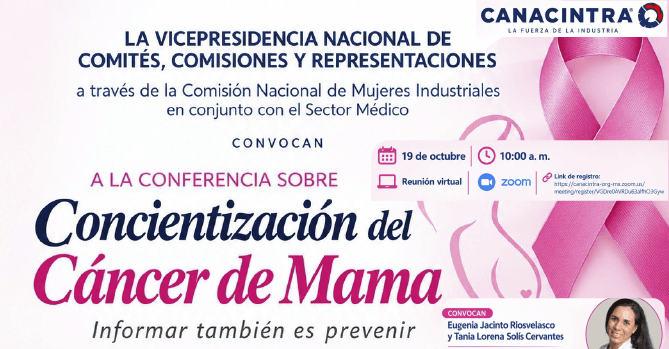 LA VICEPRESIDENCIA NACIONAL DE 
COMITÉS, COMISIONES Y 
REPRESENTACIONES: A TRAVÉS DE 
LA COMISIÓN DE NACIONAL DE 
MUJERES INDUSTRIALES EN 
CONJUNTO CON EL SECTOR MÉDICO, 
TIENE EL GUSTO DE INVITARLES A 
LA REUNIÓN VIRTUAL: 
