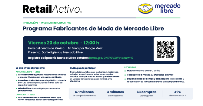 EN ALIANZA ENTRE RETAIL ACTIVO Y 
MERCADO LIBRE, SE PRESENTA EL 
PROGRAMA 