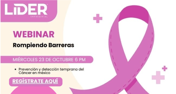 TE INVITAMOS A LA  PLÁTICA SOBRE 
LA PREVENCIÓN Y DETECCIÓN TEMPRANA 
DEL CÁNCER EN MÉXICO 23 DE OCTUBRE 
6:00PM