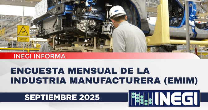 INEGI: EN SEPTIEMBRE DE 2025 Y CON \r\nCIFRAS DESESTACIONALIZADAS, EL \r\nVOLUMEN FÍSICO DE LA PRODUCCIÓN DE \r\nLA INDUSTRIA MANUFACTURERA \r\nPRESENTÓ UN CRECIMIENTO DE 0.2 % \r\nEN SU COMPARACIÓN MENSUAL Y UNA \r\nCAÍDA DE 2.0% A TASA ANUAL.