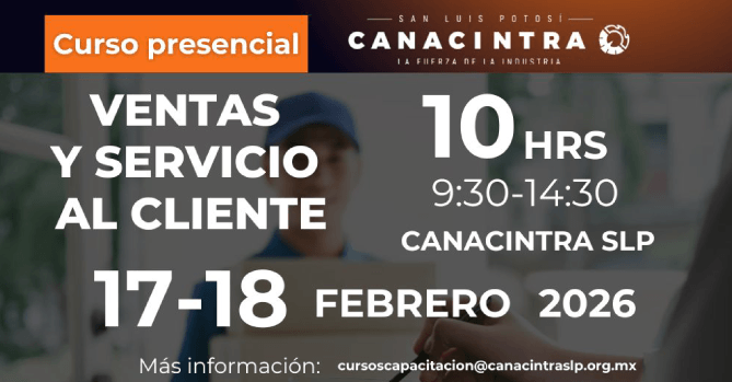CURSO PRESENCIAL: EN VENTAS Y 
SERVICIO AL CLIENTE, ESTE 17 Y 
18 DE FEBRERO, CON DURACIÓN DE 
10 HORAS.