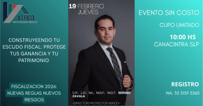 “EVENTO SIN COSTO”: 
FISCALIZACIÓN 2026: NUEVAS 
REGLAS NUEVOS RIESGOS. POR 
PARTE DE ASFICO, ESTE JUEVES 19 
DE FEBRERO A LAS 10:00 HORAS.