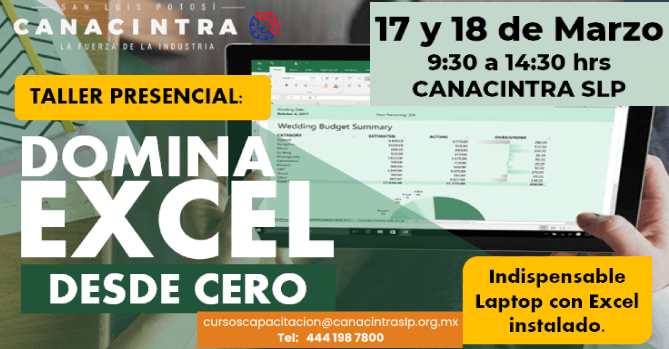 TALLER PRESENCIAL: DOMINA EXCEL DESDE CERO, ESTE 17 Y 18 DE MARZO A PARTIR DE LAS 09:30 HORAS